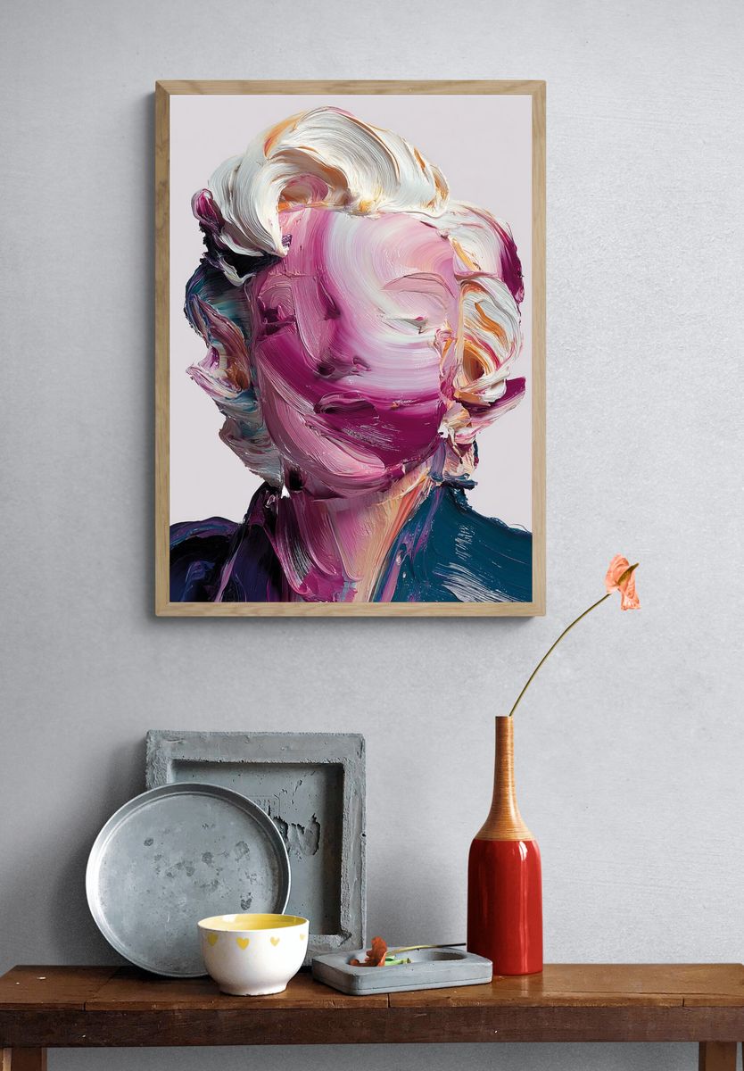 Abstract Painted Portrait Print. — room view 3