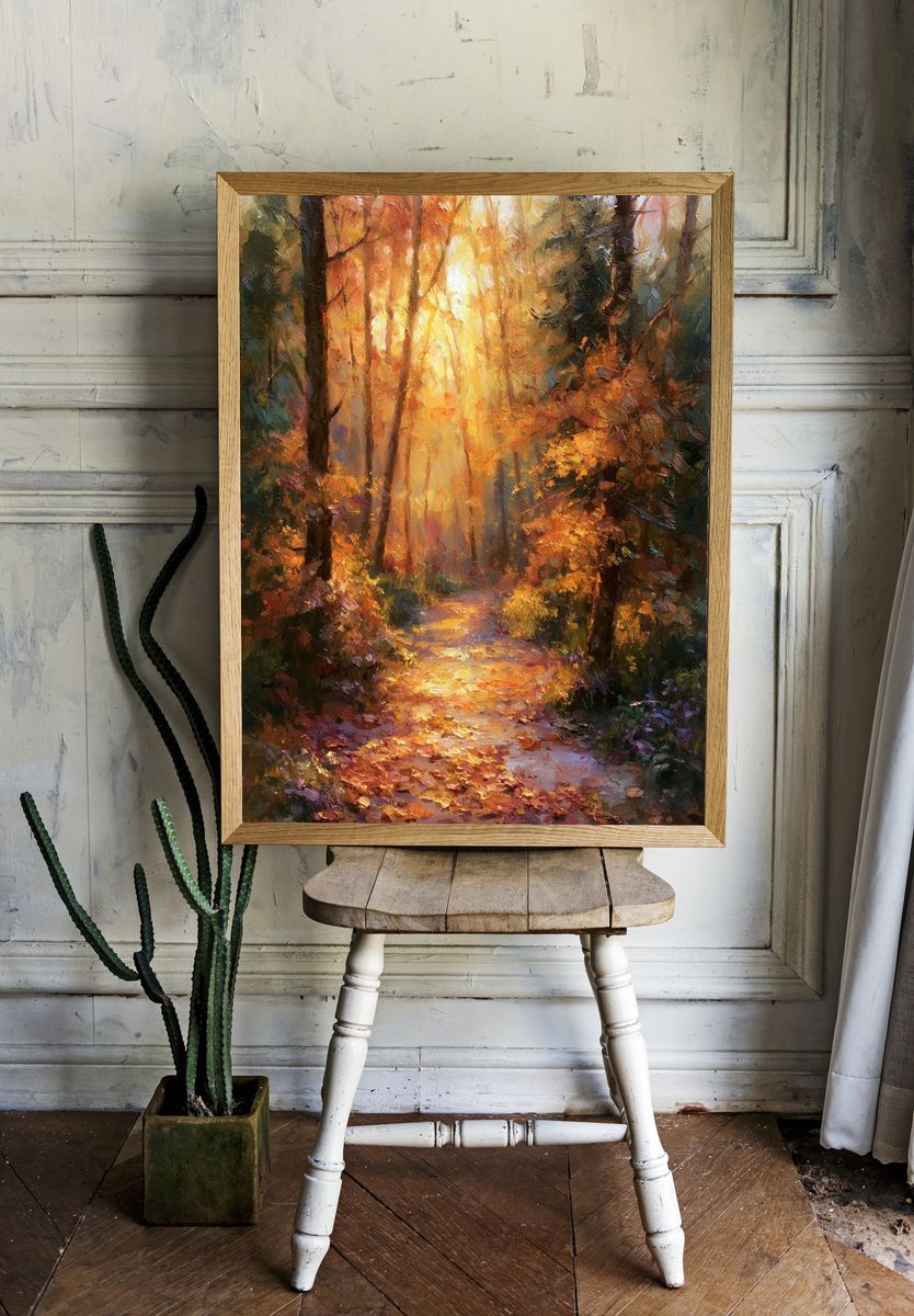 Autumn Forest Path Fine-Art Poster. room preview