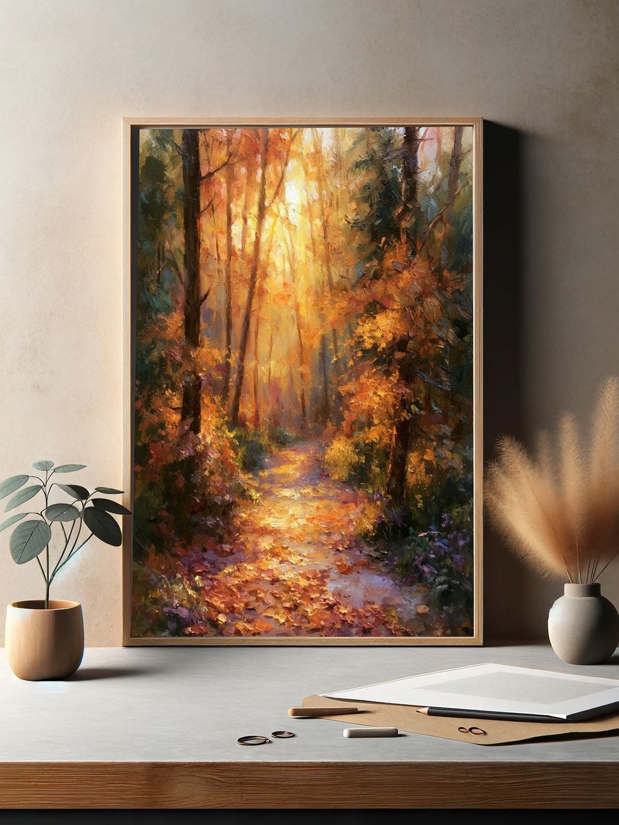 Autumn Forest Path Fine-Art Poster. — room view 2