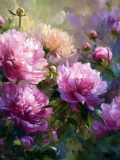 Pink Peonies Impressionist Poster.