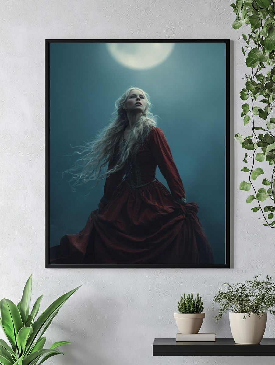 Mystical Woman Under the Moon — Fine Art Print. — room view 4