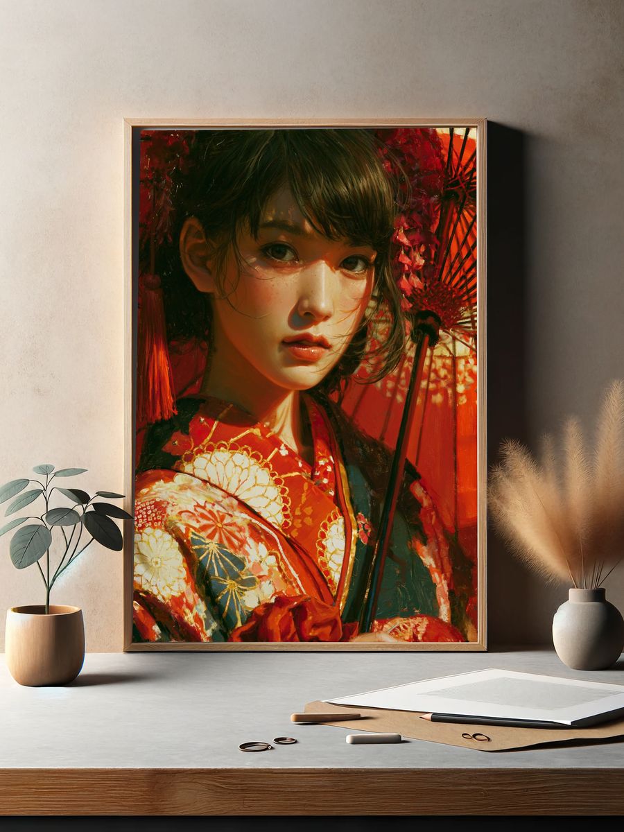 Geisha Portrait Fine-Art Poster. — room view 2