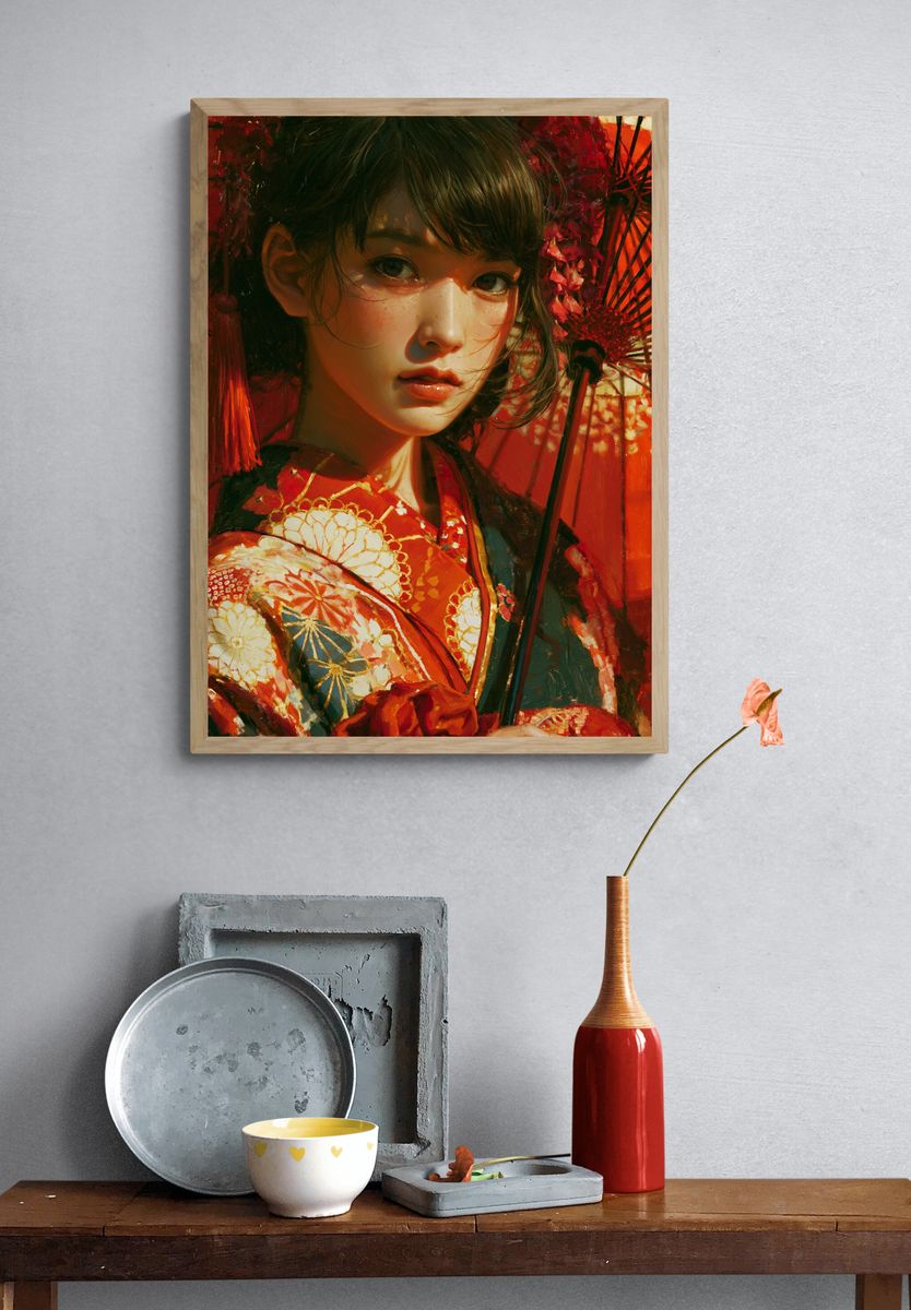 Geisha Portrait Fine-Art Poster. — room view 3