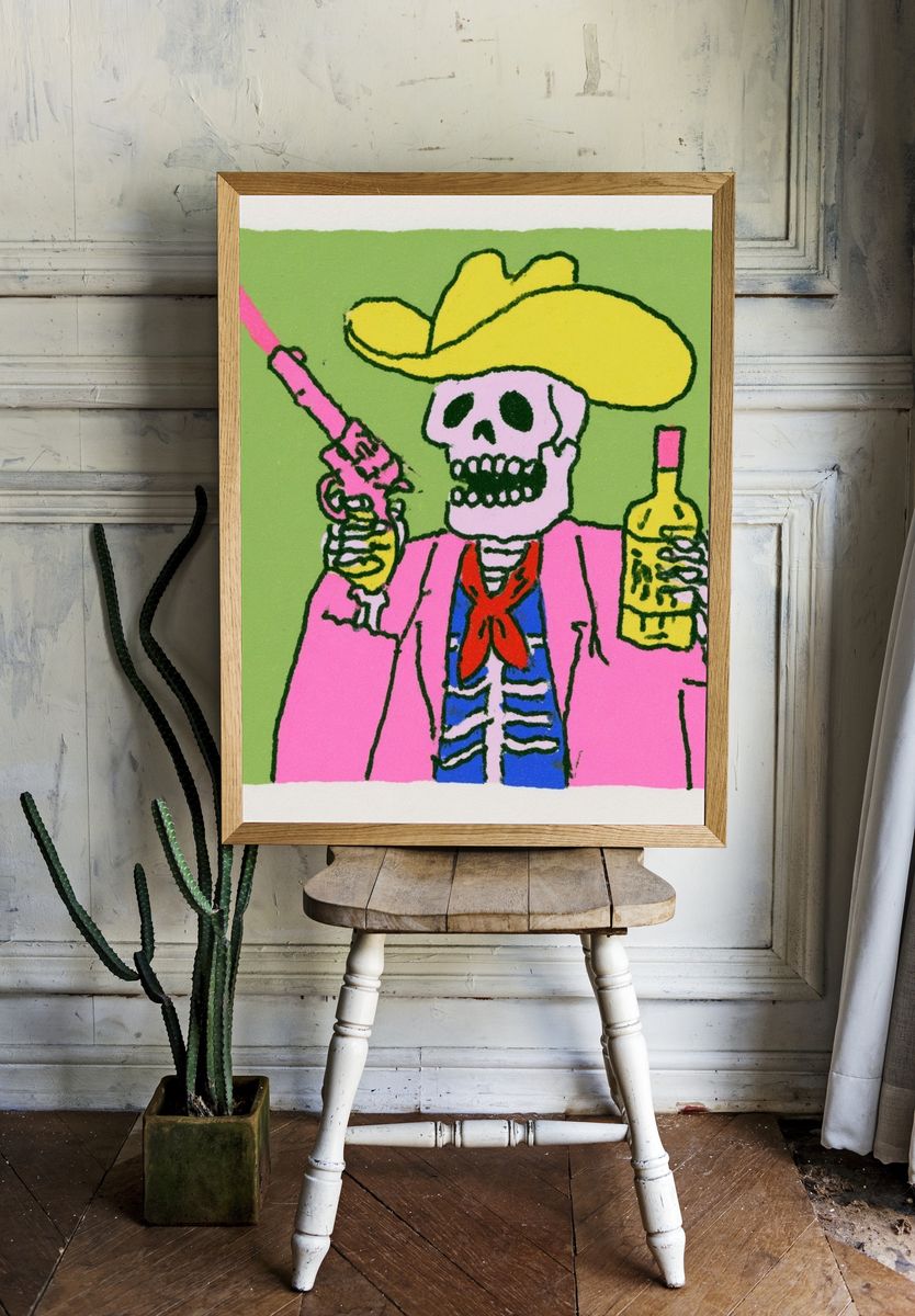 Cowboy Skeleton Pop Art Poster. room preview