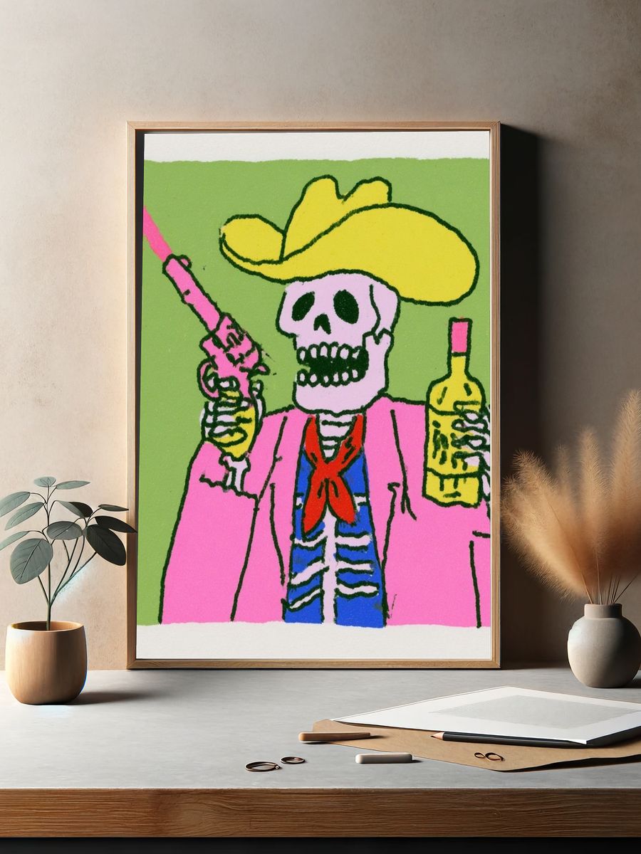 Cowboy Skeleton Pop Art Poster. — room view 2