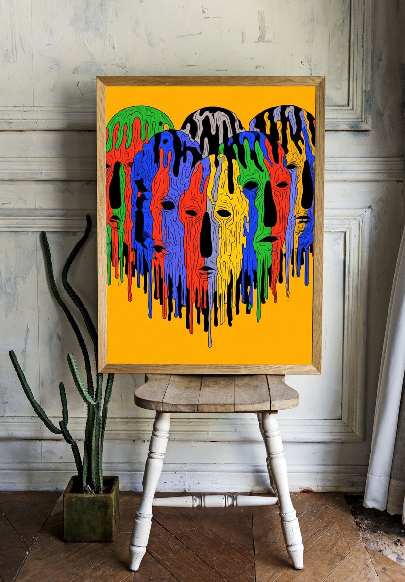 Dripping Masks Pop-Art Poster. room preview