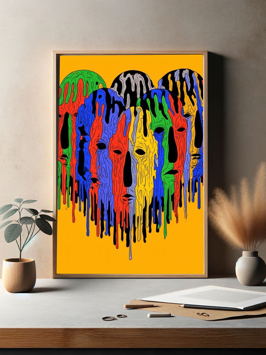 Dripping Masks Pop-Art Poster. — room view 2