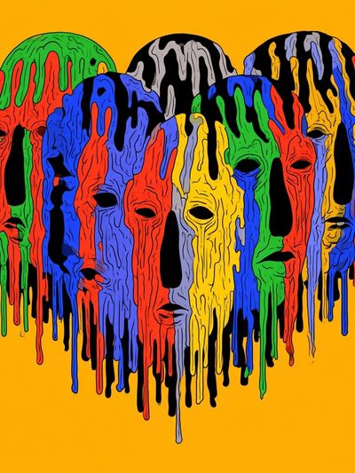 Dripping Masks Pop-Art Poster.