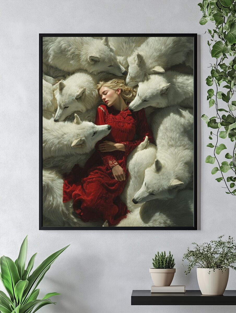 Woman with Wolves — Fine Art Print. — room view 4