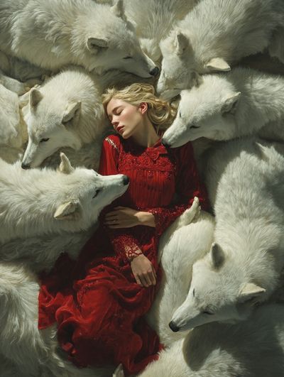 Woman with Wolves