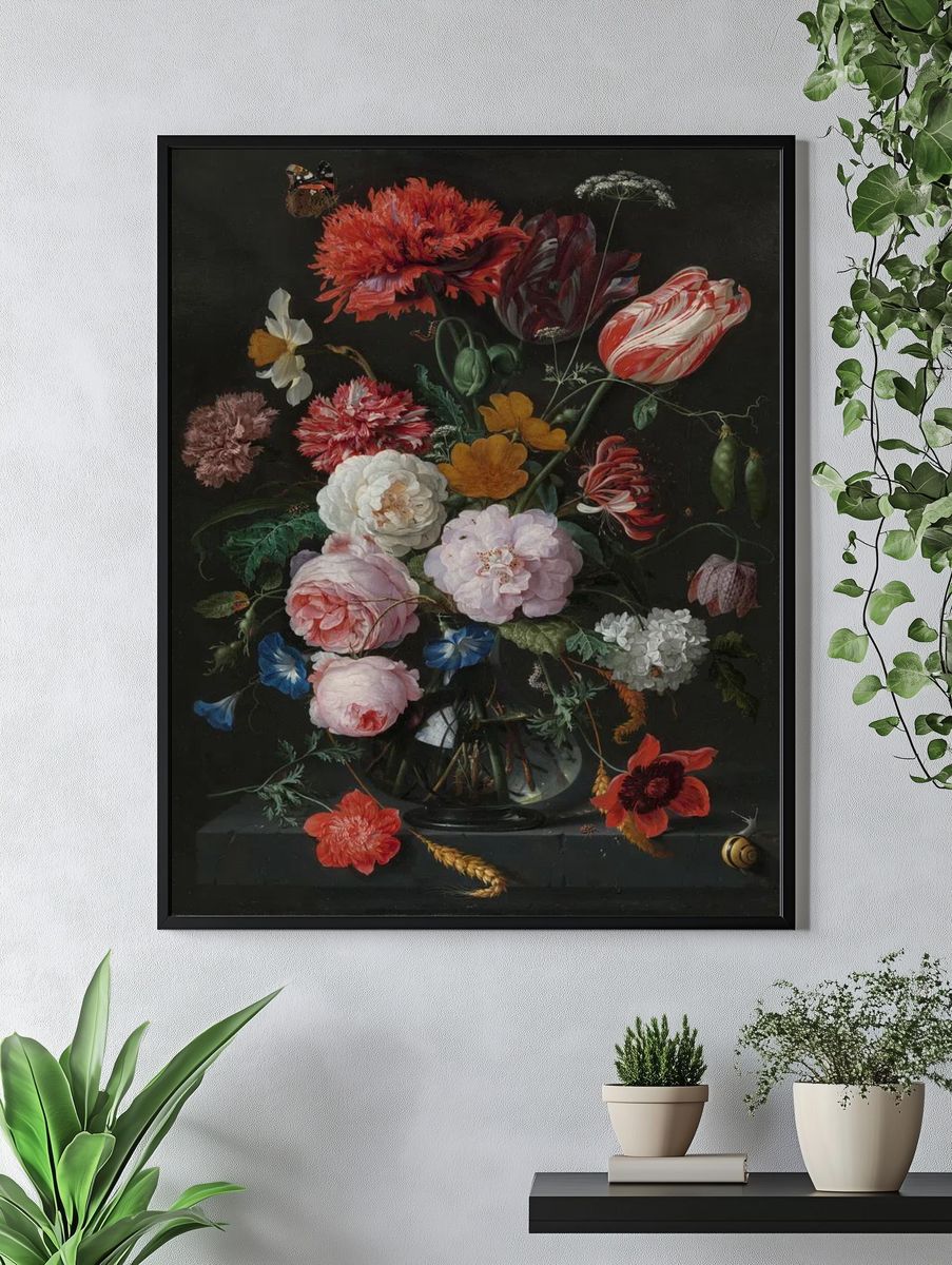 Still Life Flowers Glass Vase. — room view 4
