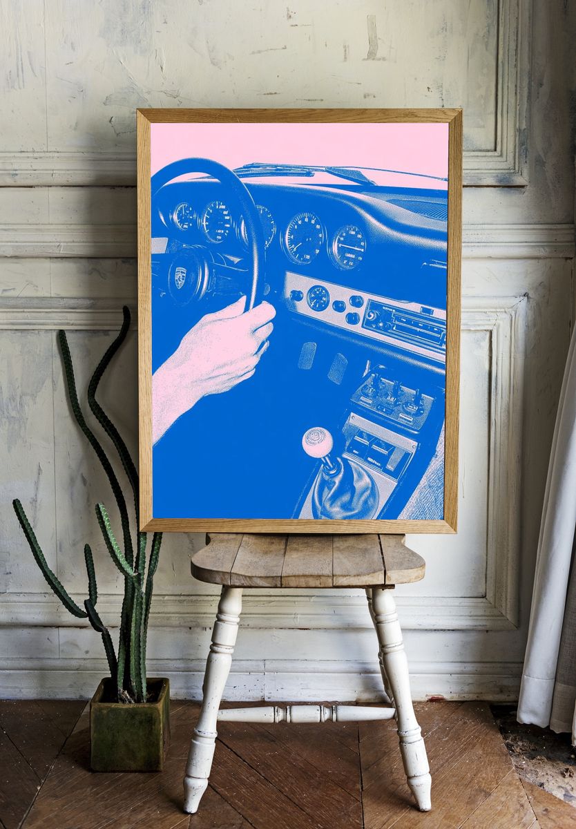 Porsche Interior Pop Art Poster. — room view 1