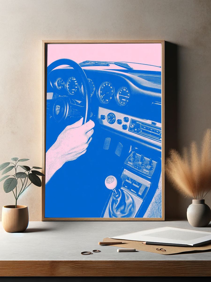 Porsche Interior Pop Art Poster. — room view 2