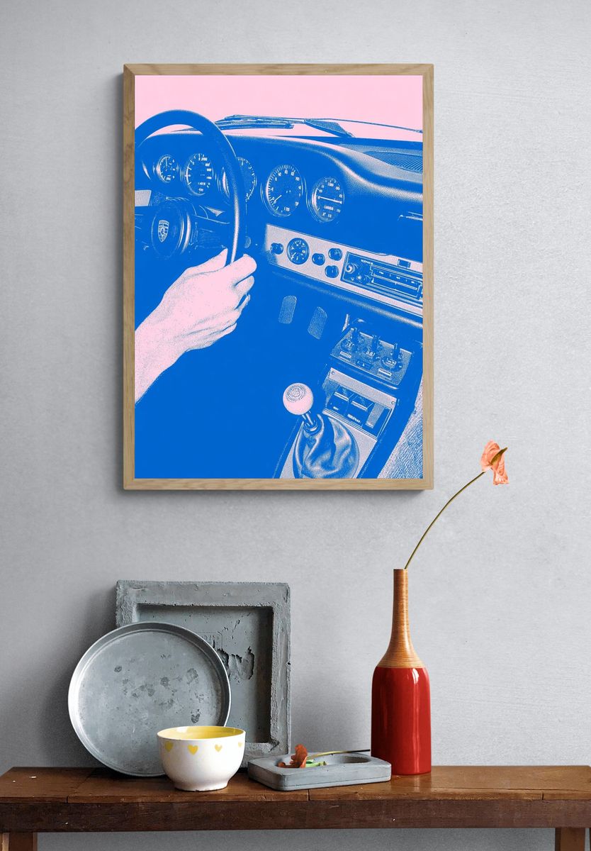Porsche Interior Pop Art Poster. — room view 3