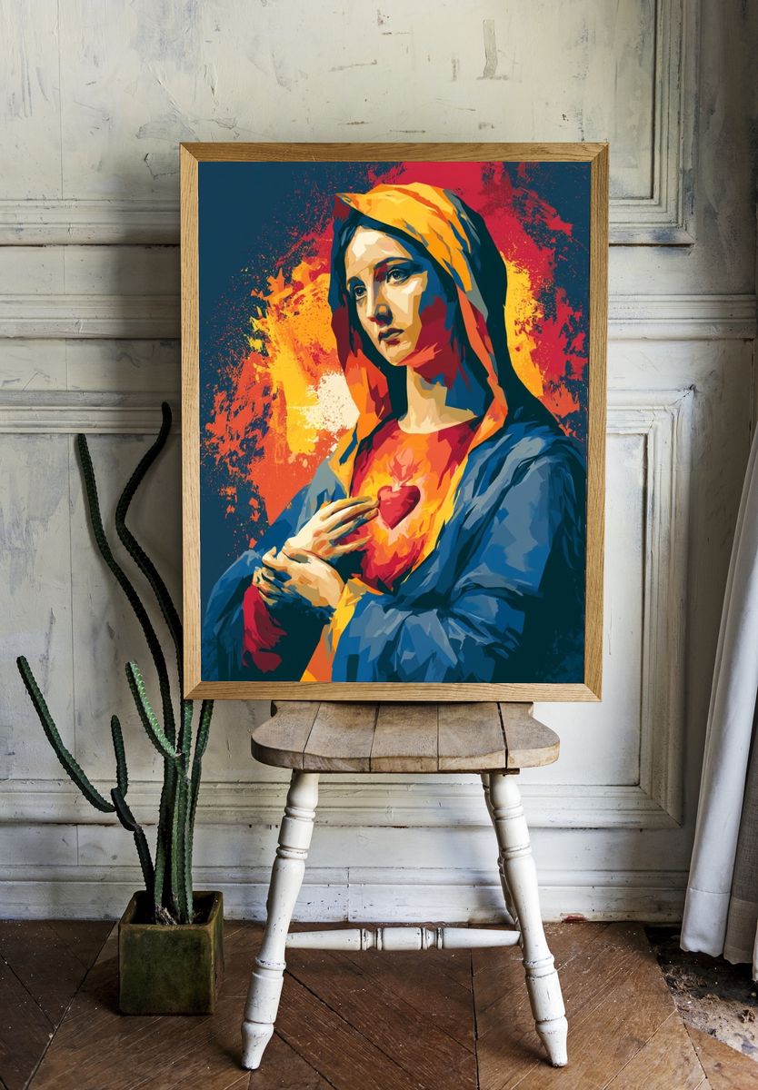 Sacred Heart Madonna Pop-Art Poster. — room view 1