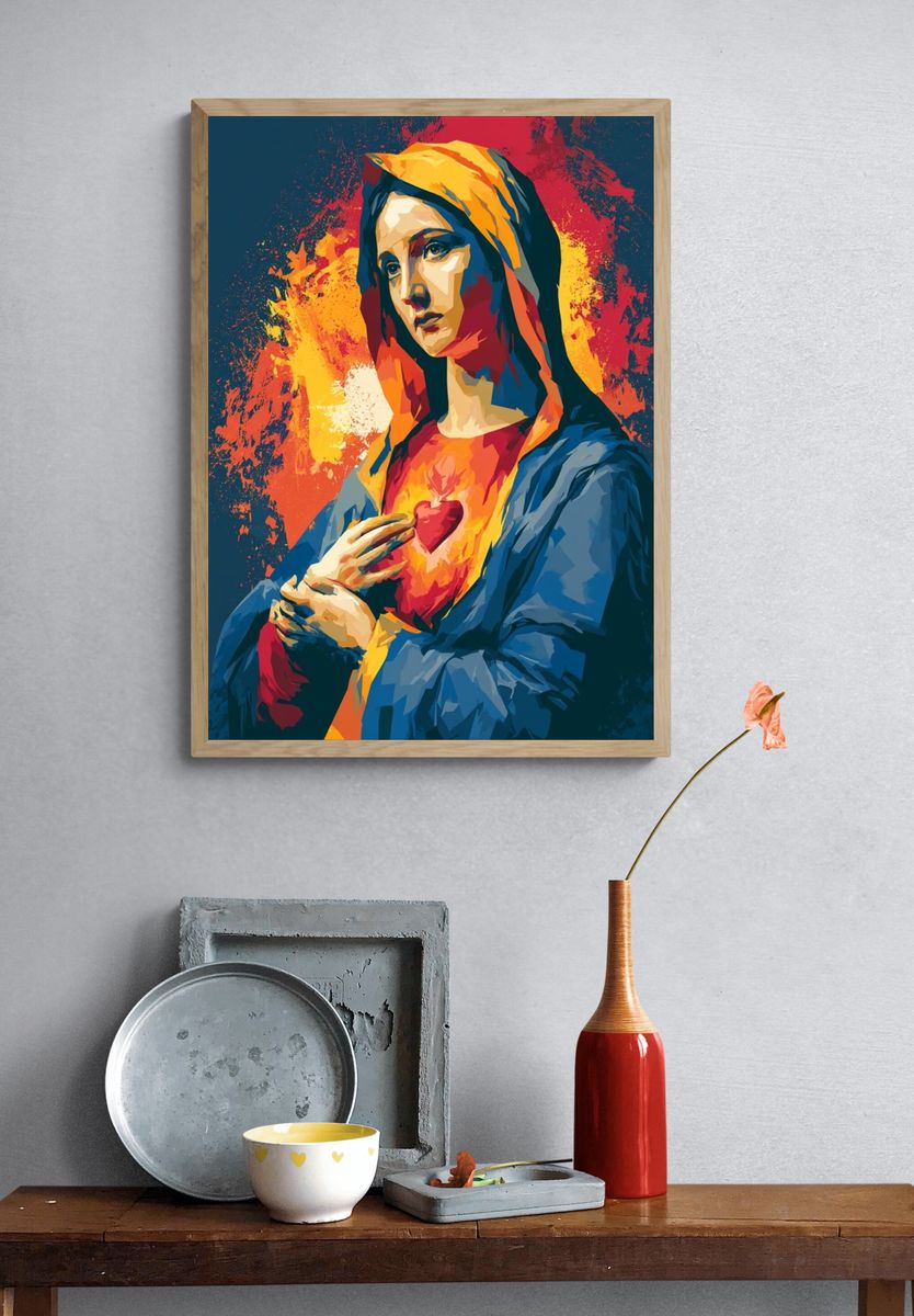 Sacred Heart Madonna Pop-Art Poster. — room view 3