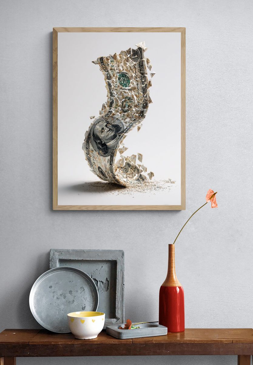 Crumpled Dollar Bill — Fine Art Print. — room view 3