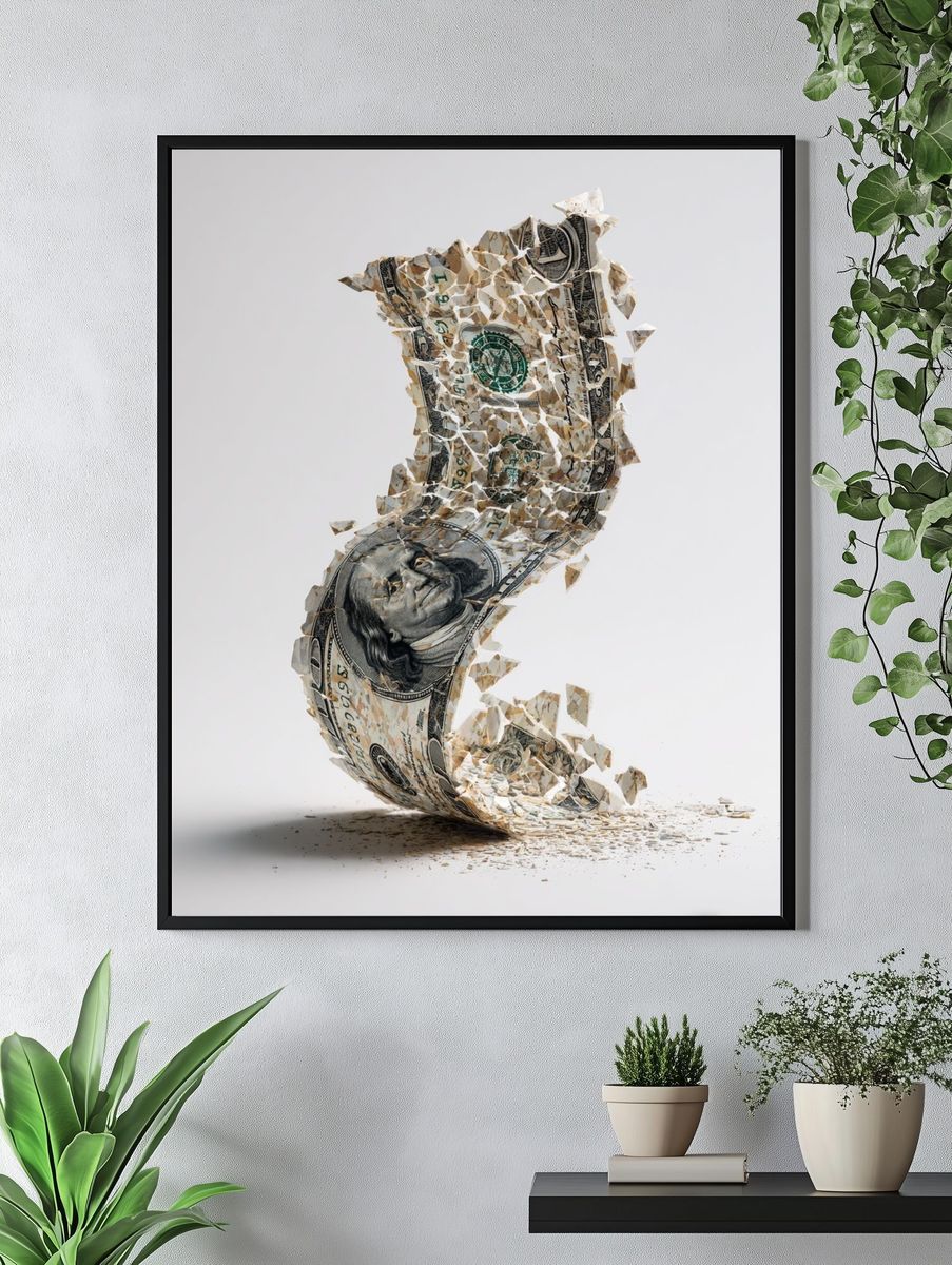 Crumpled Dollar Bill — Fine Art Print. — room view 4