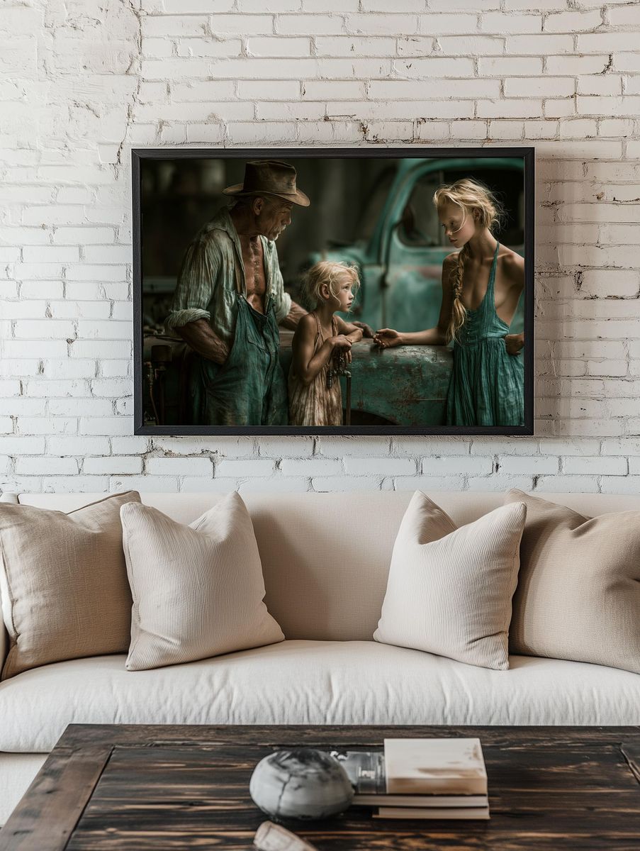 Rustic Family Portrait Print. room preview