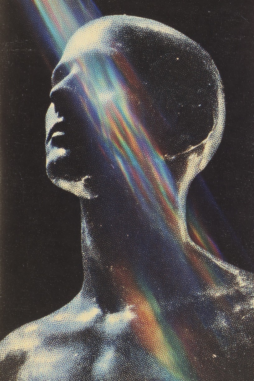 Human Silhouette with Rainbow Light — Fine Art Print. poster detail