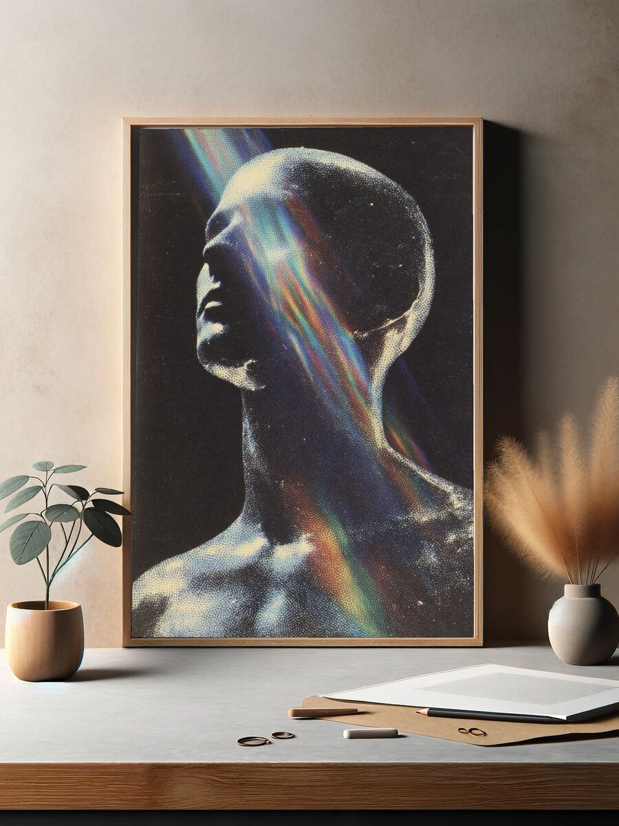 Human Silhouette with Rainbow Light — Fine Art Print. — room view 2