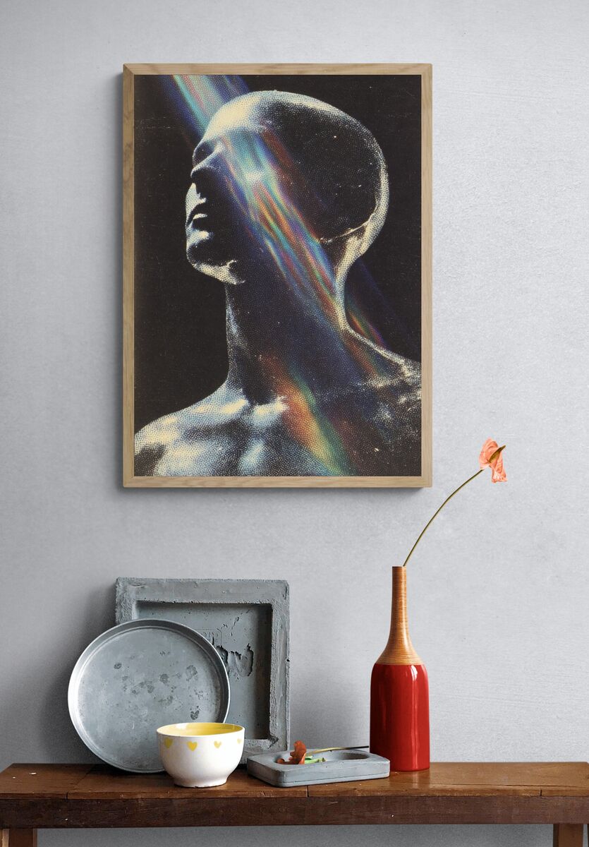 Human Silhouette with Rainbow Light — Fine Art Print. — room view 3