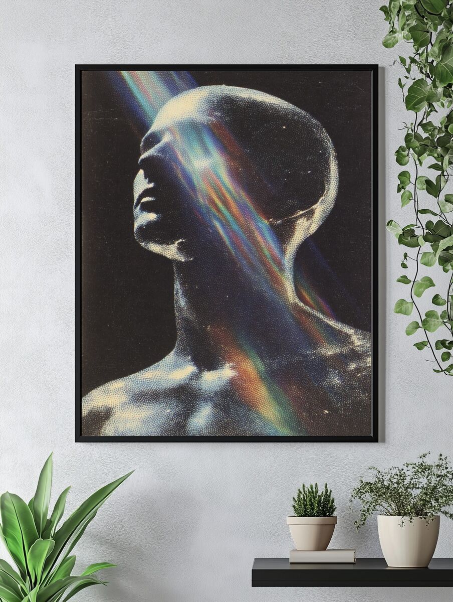 Human Silhouette with Rainbow Light — Fine Art Print. — room view 4