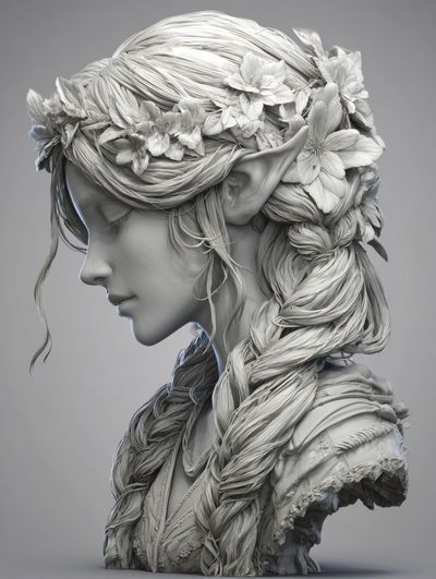 Floral Elf Bust Fine-Art Print.