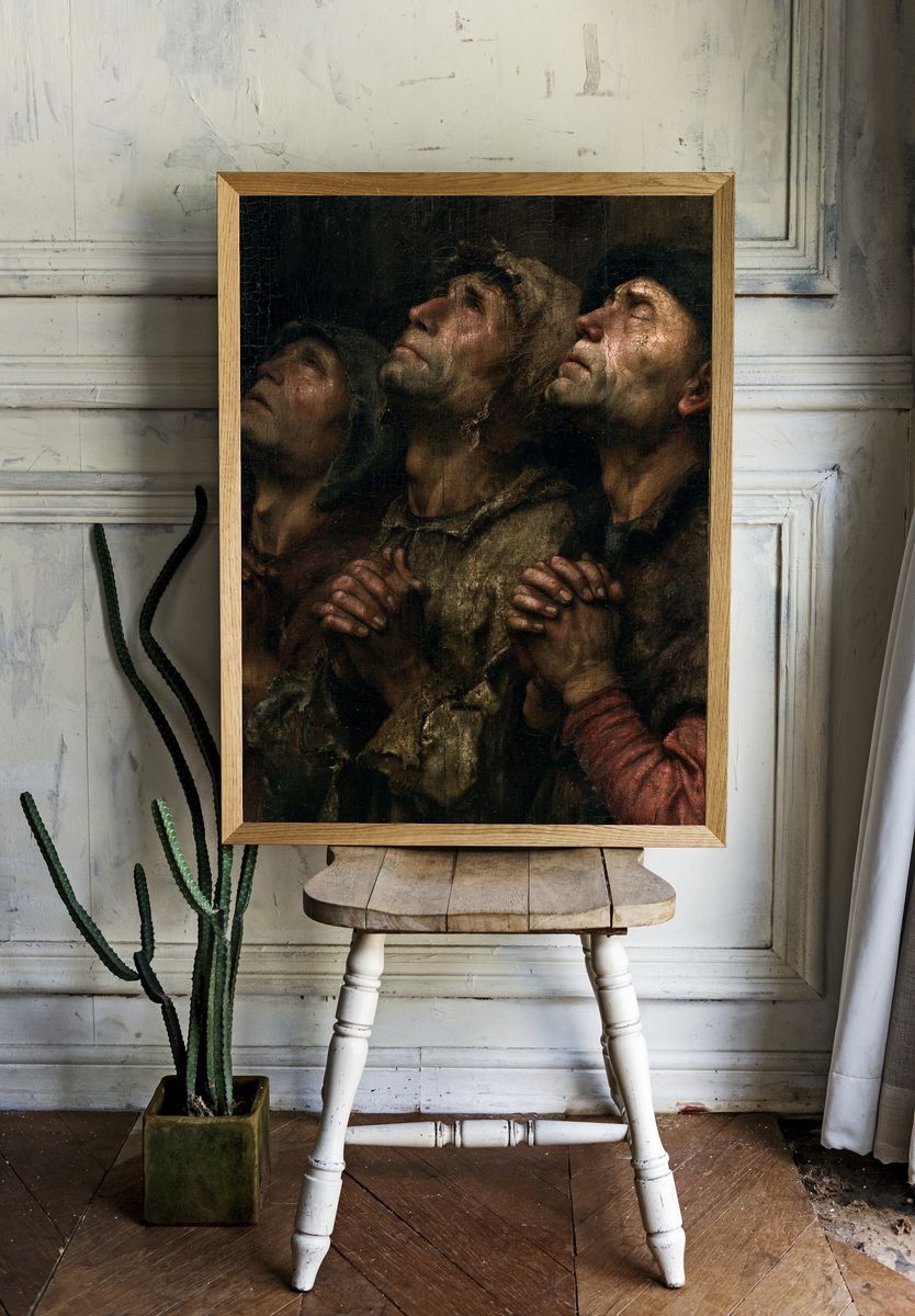 Three Men Looking Up — Baroque Print. — room view 1
