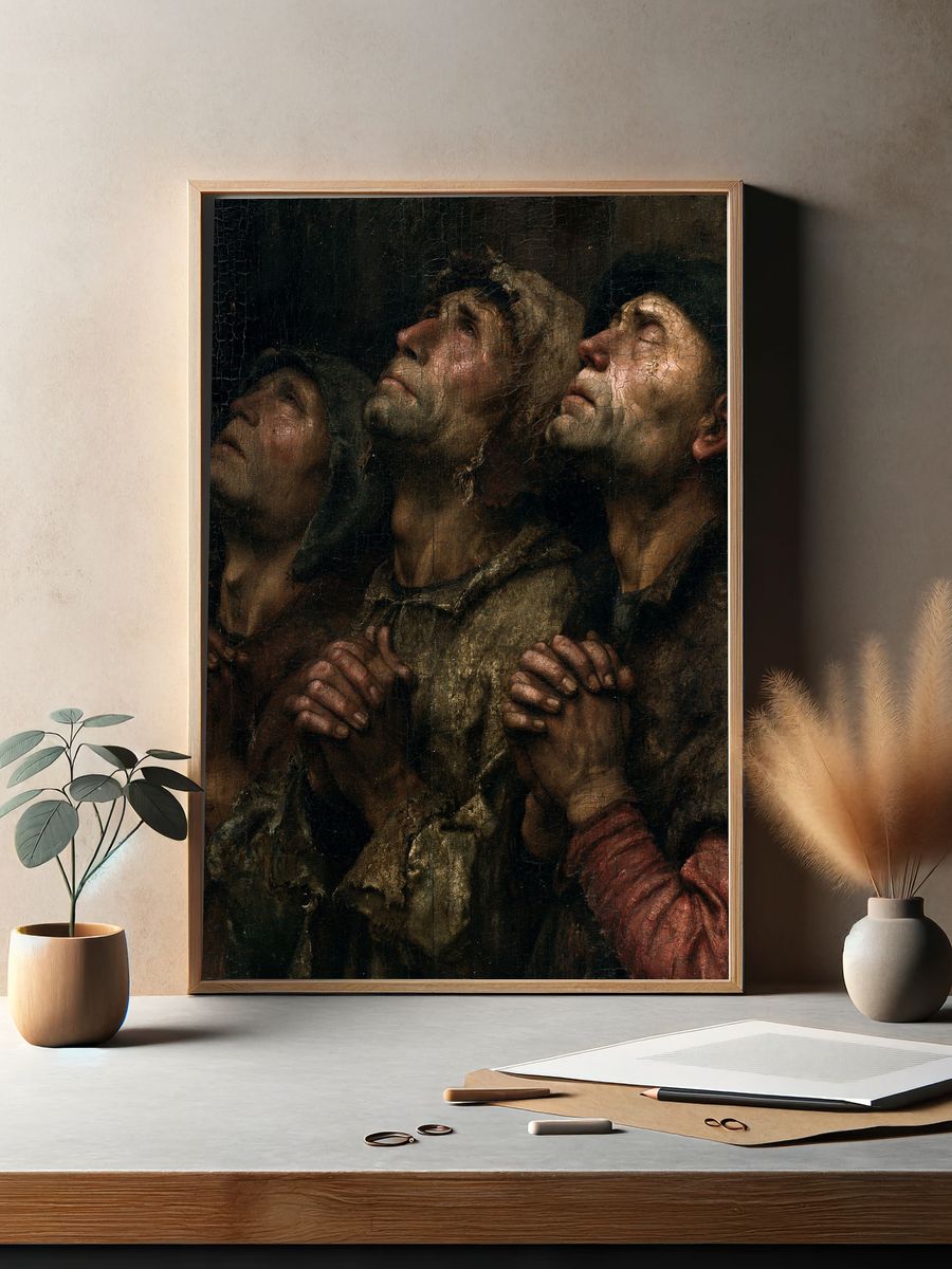Three Men Looking Up — Baroque Print. — room view 2