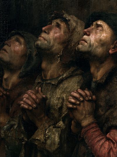 Three Men Looking Up — Baroque Print.