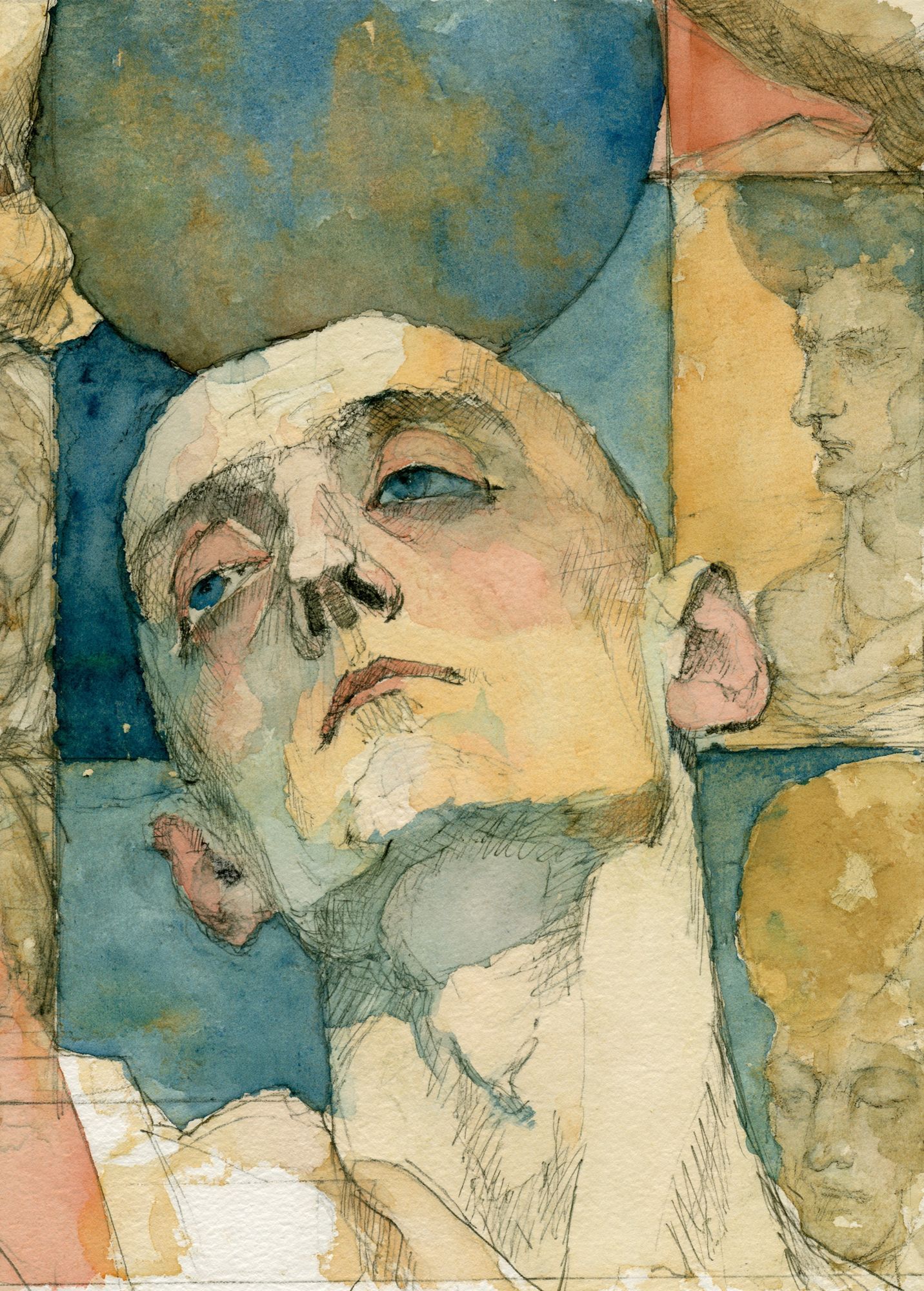 Abstract Face Watercolor Print. poster — fine-art art