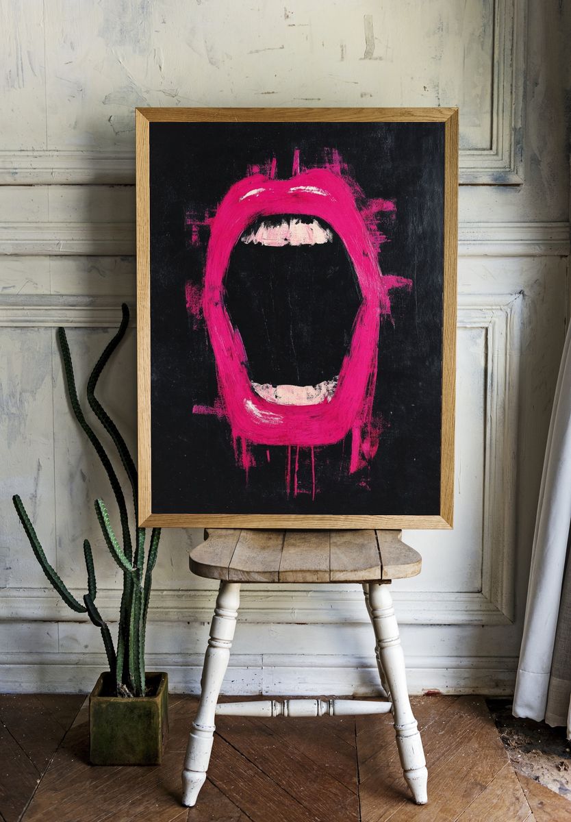 Neon Scream Abstract Poster. — room view 1