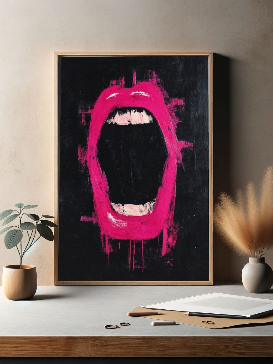 Neon Scream Abstract Poster. — room view 2