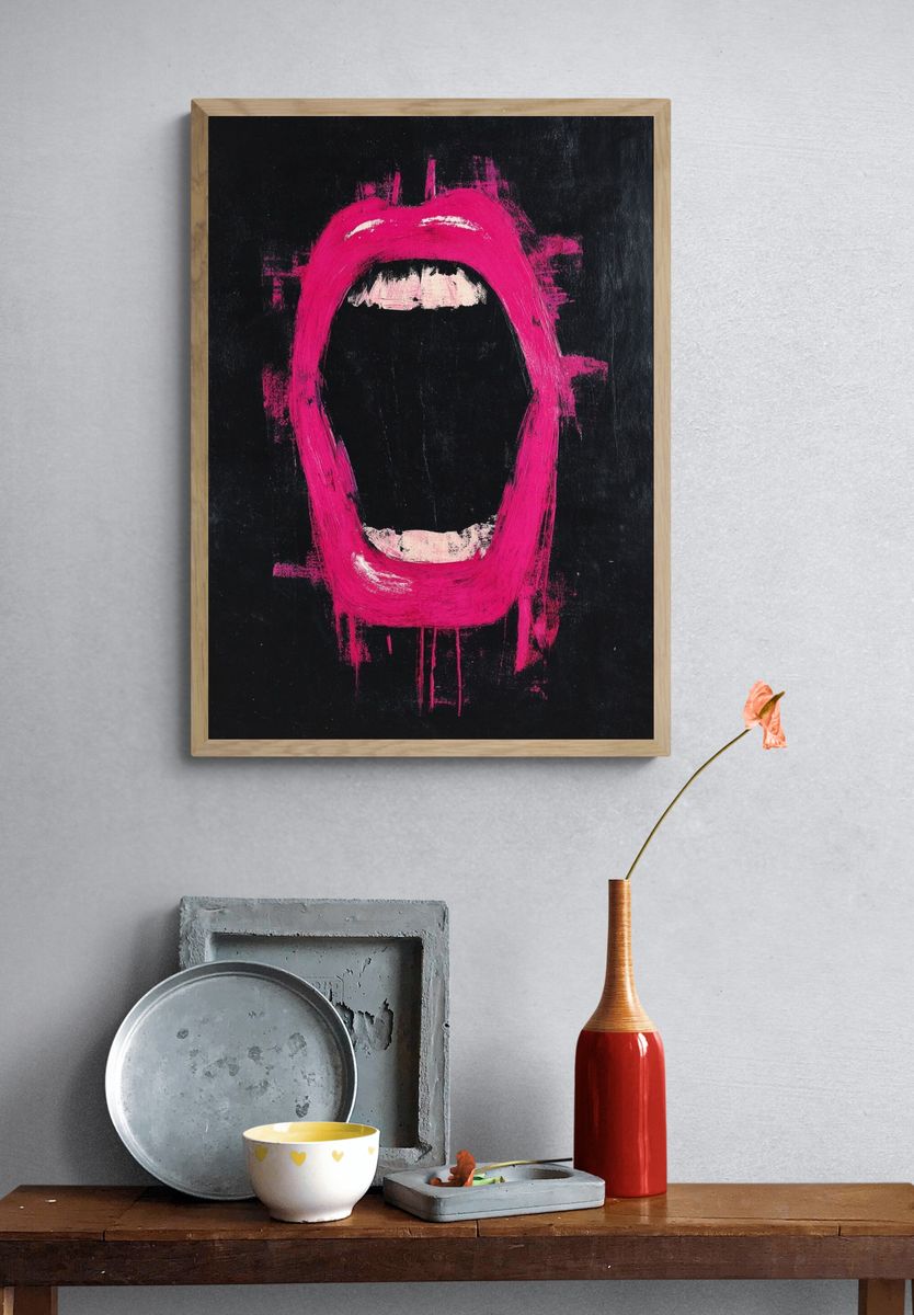Neon Scream Abstract Poster. — room view 3
