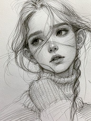 Girl Portrait Sketch Poster. poster — fine-art art