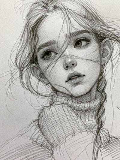 Girl Portrait Sketch Poster.