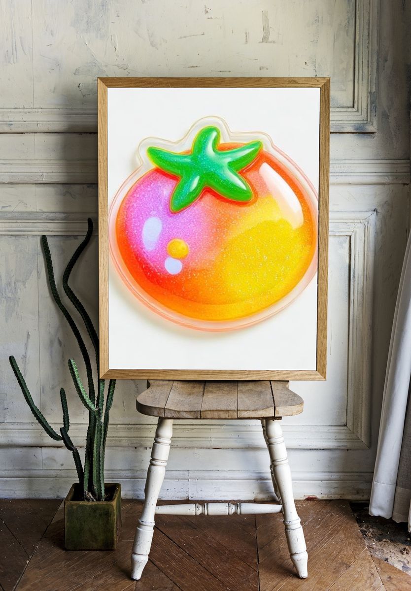 Glossy Tomato Pop Art Poster. room preview