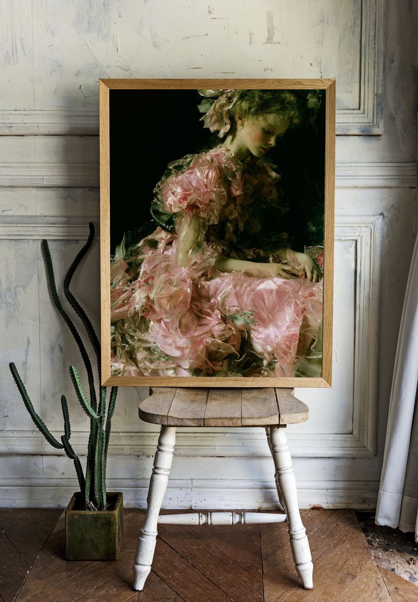 Dreamy Floral Portrait Print. room preview