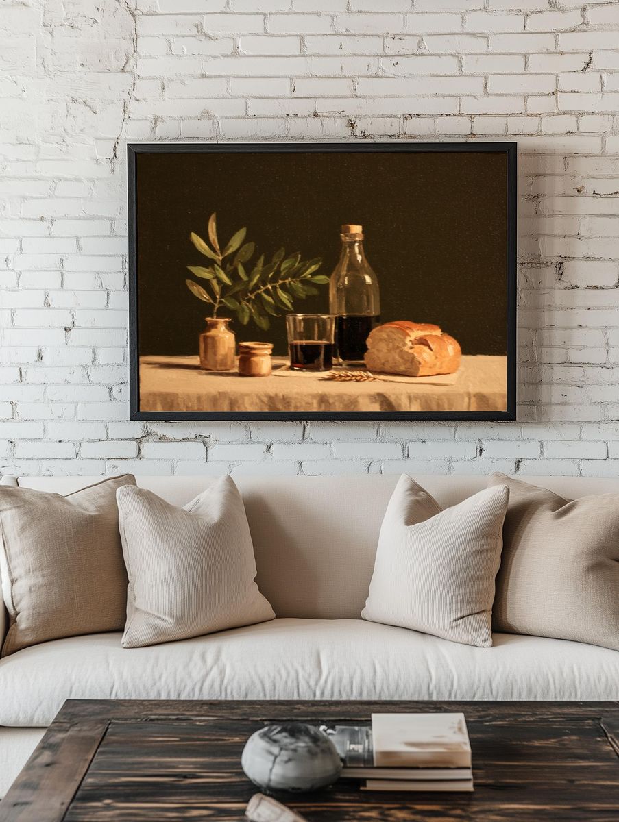 Rustic Still Life Oil Painting Poster. — room view 1