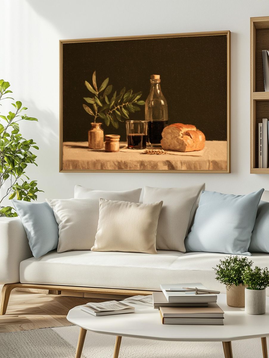 Rustic Still Life Oil Painting Poster. — room view 2