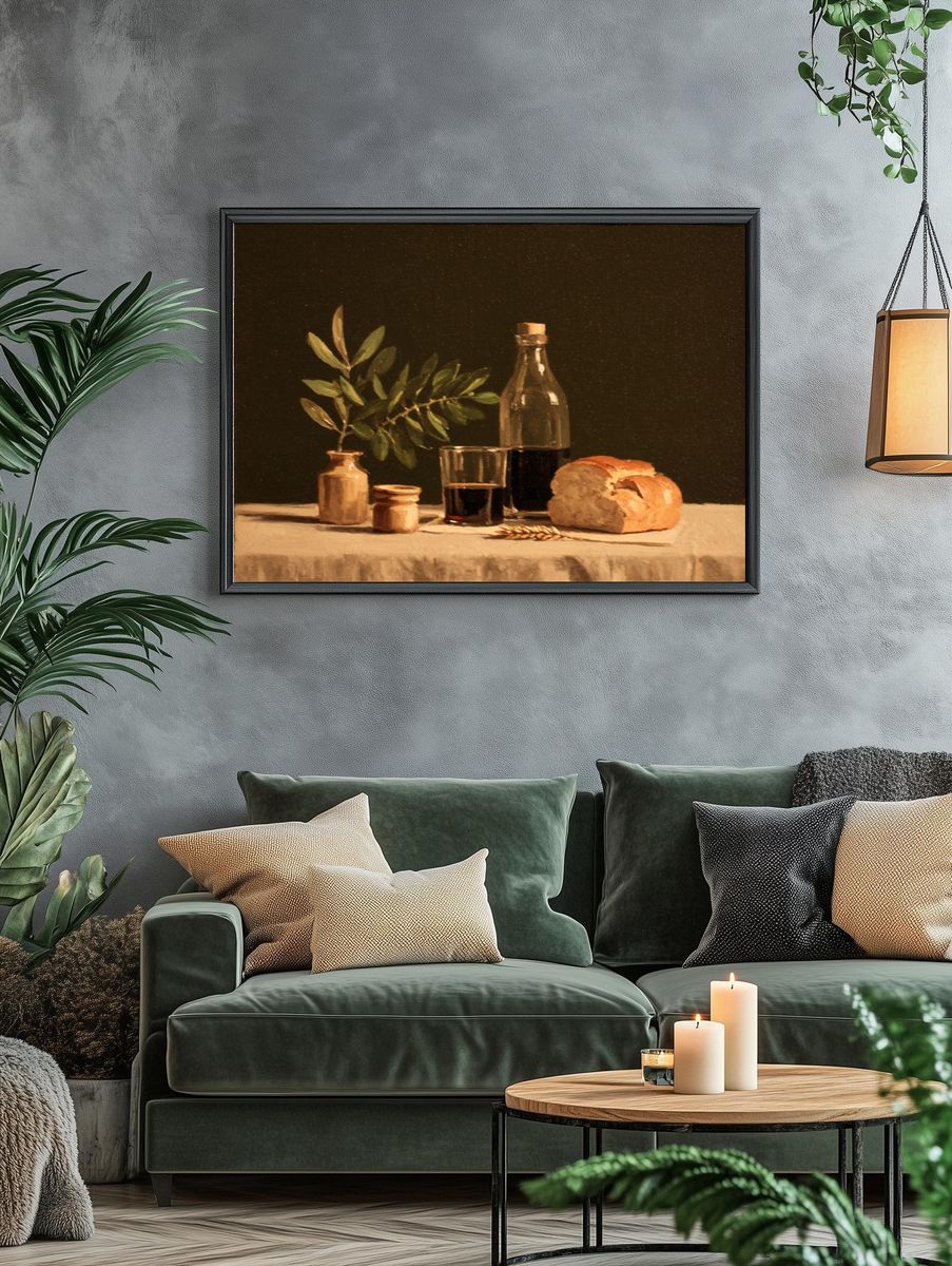 Rustic Still Life Oil Painting Poster. — room view 4