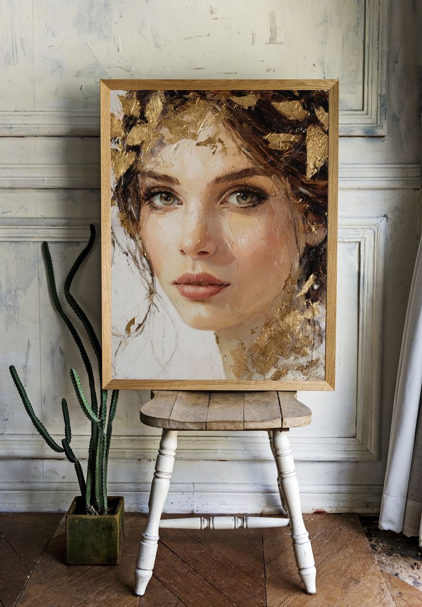 Gilded Woman Portrait Print. room preview