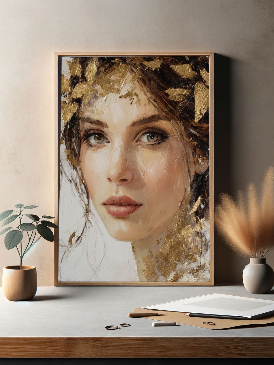 Gilded Woman Portrait Print. — room view 2