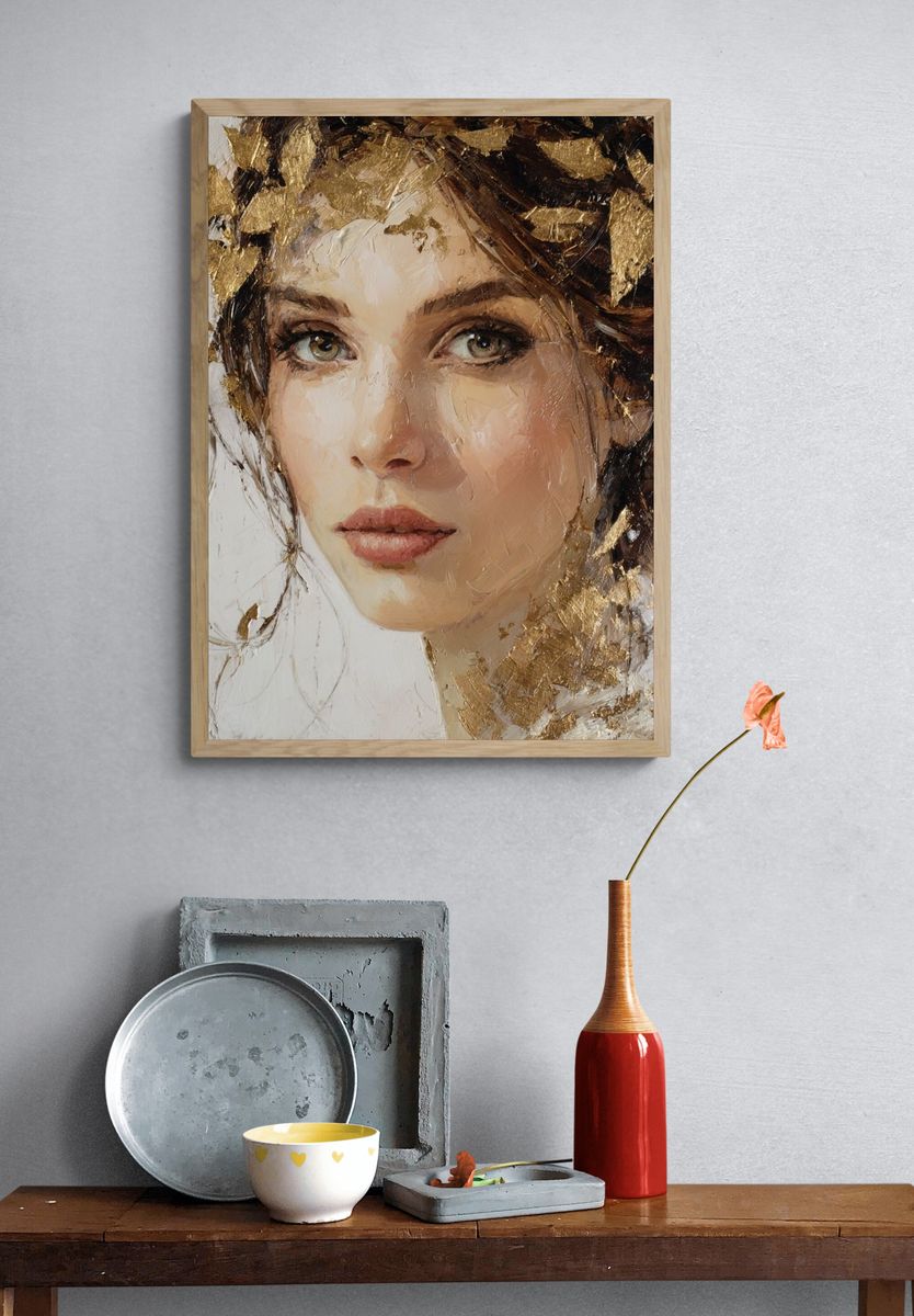 Gilded Woman Portrait Print. — room view 3