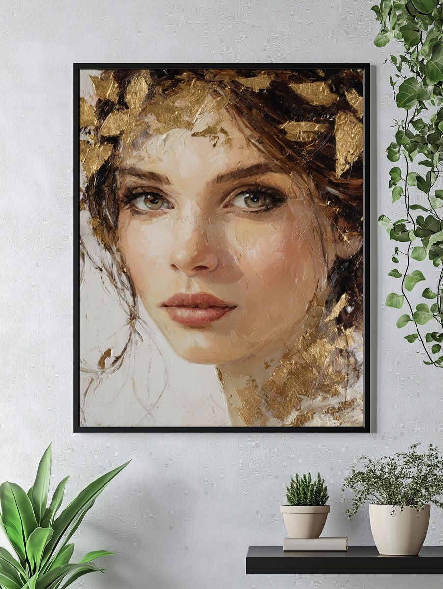 Gilded Woman Portrait Print. — room view 4