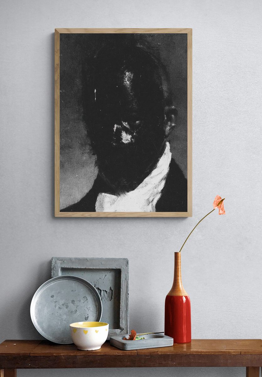 Abstract Portrait Black-White Print. — room view 3