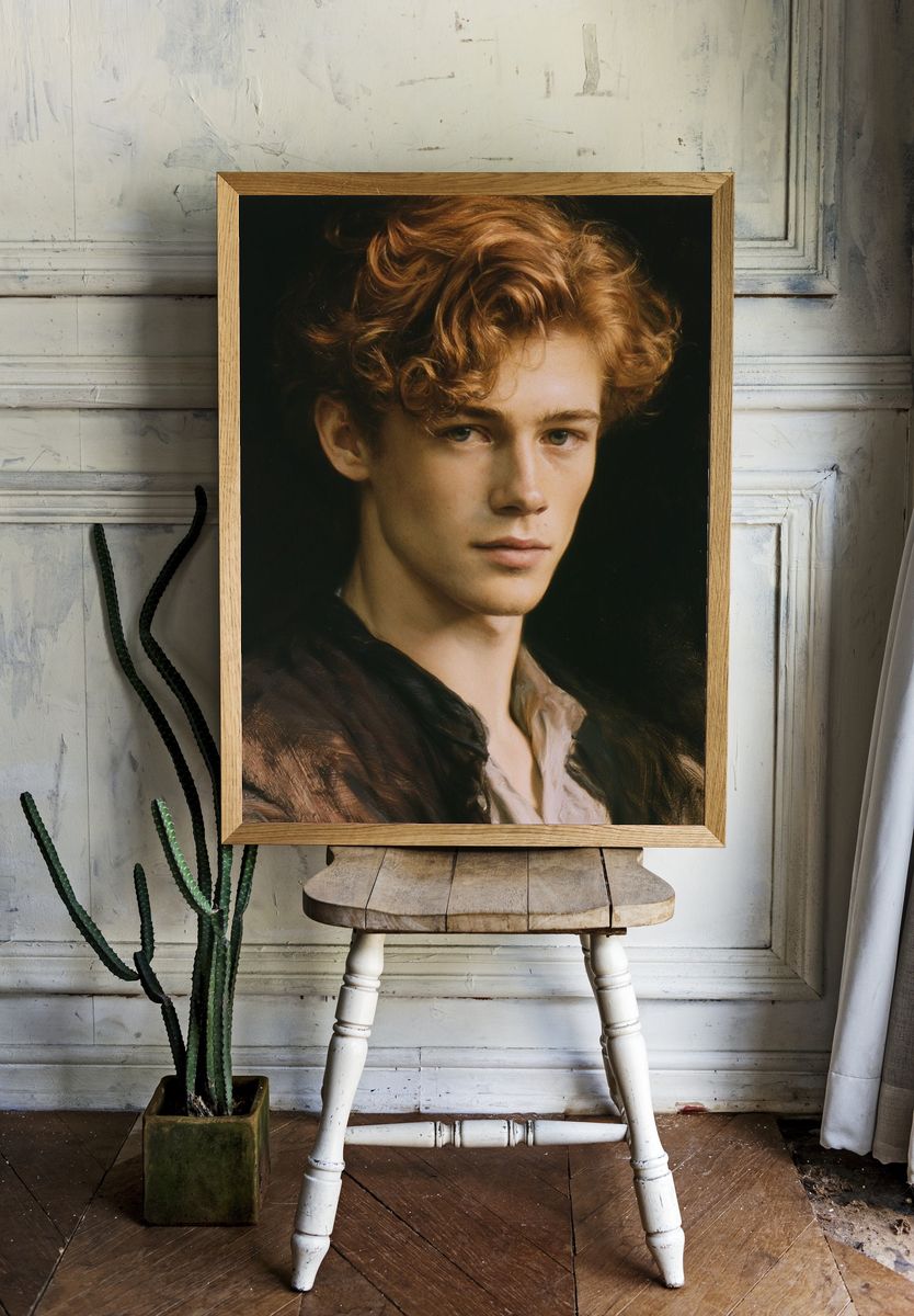 Curly-Haired Portrait Fine-Art Print. room preview