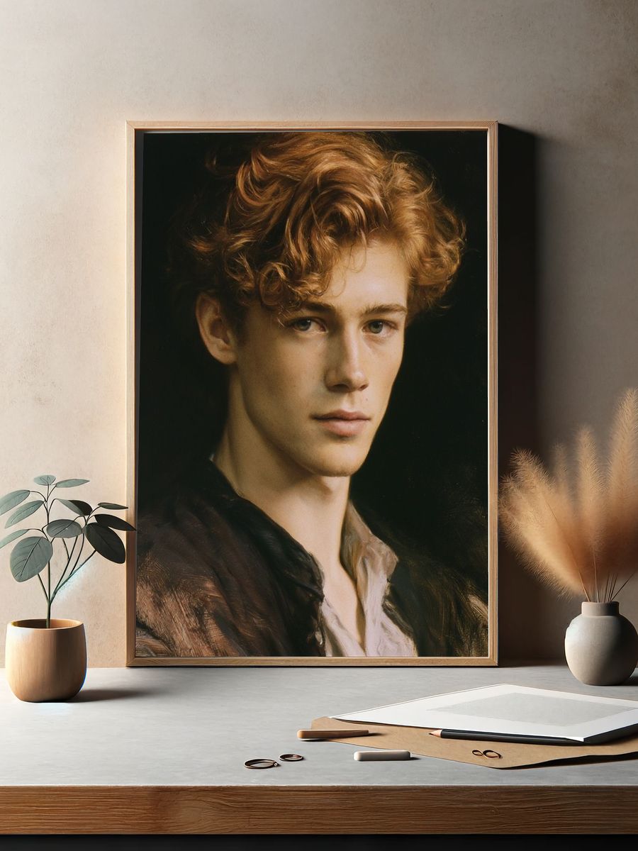 Curly-Haired Portrait Fine-Art Print. — room view 2