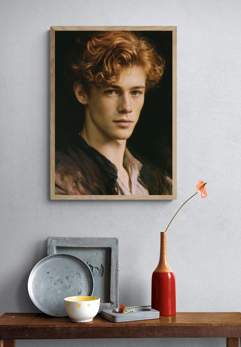 Curly-Haired Portrait Fine-Art Print. — room view 3